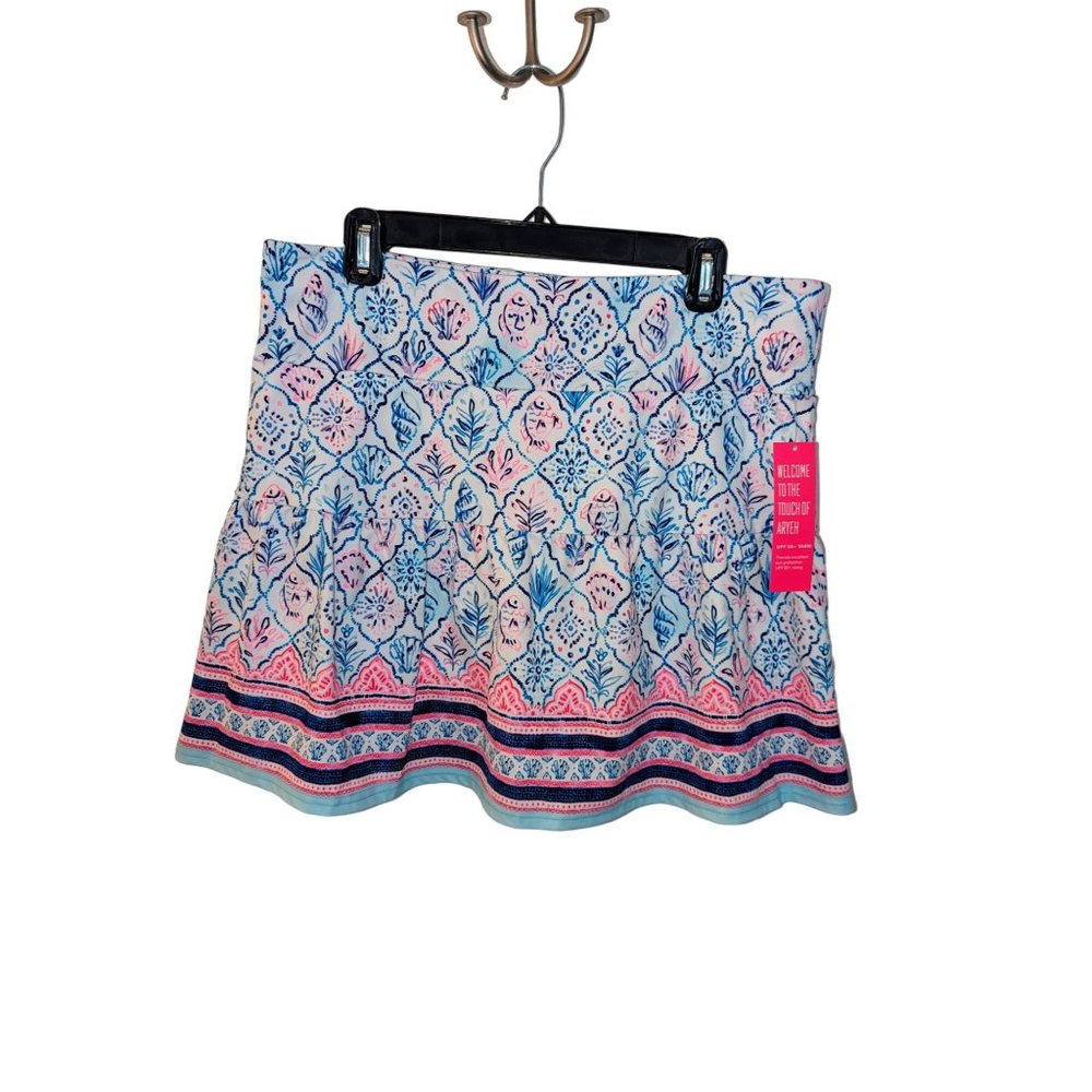 NWT Aryeh Preppy Pink White Blue XL Seashell Skort